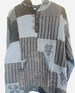 Flower patchwork pullover hoodie