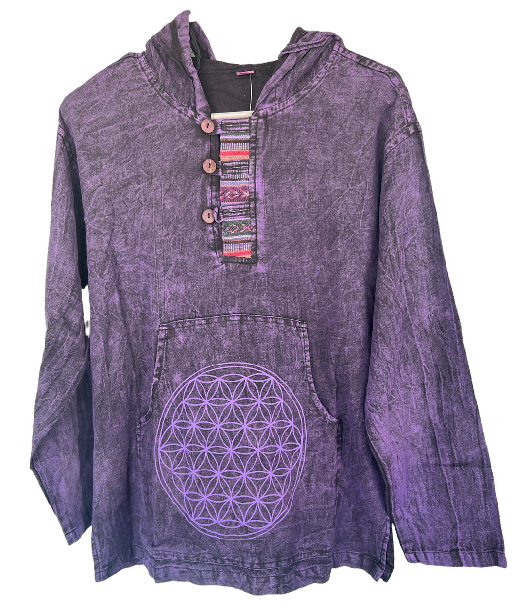Boho purple pullover hoodie